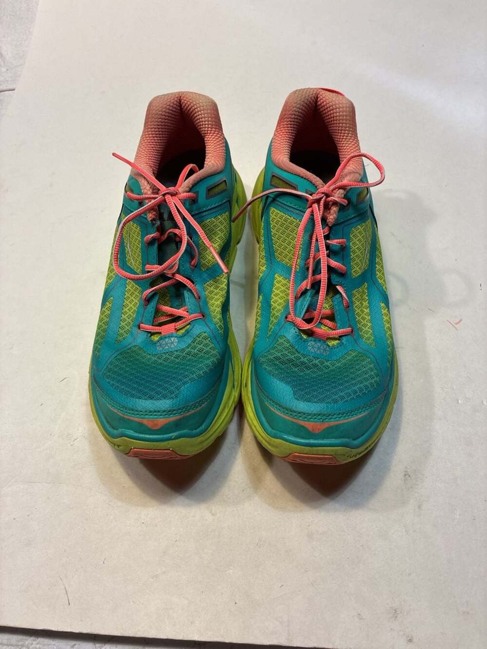 Hoka One One Clifton 1 Aqua Neon Coral Running Athletic Shoes